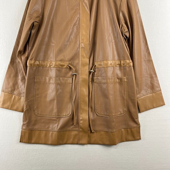 WYNNELayers Collection Vegan Leather Jacket Womens M Perforated Camel Brown - Picture 8 of 12